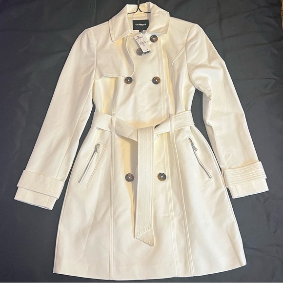 Express Jackets & Blazers - New With Tag Express XXS White Double Breasted Pea Coat